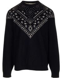 Marcelo Burlon - County Of Milan Bandana-Printed Knitted Jumper - Lyst