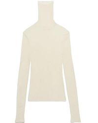 Ami Paris - Semi-Sheer Roll-Neck Ribbed-Knit Jumper - Lyst