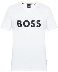 BOSS - Cotton-jersey Regular-fit T-shirt With Logo Appliqu - Lyst