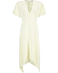 Stella McCartney - V-Neck Midi Satin Dress - Lyst