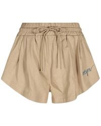MSGM - Logo Embroidered Drawstring Shorts - Lyst