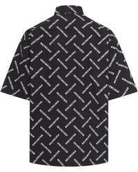Balenciaga All Over Logo Short Sleeve Shirt in Black for Men | Lyst