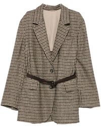 Brunello Cucinelli - Check-Pattern Belted Blazer - Lyst