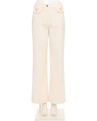 Valentino - Logo Plaque Straight Leg Jeans - Lyst