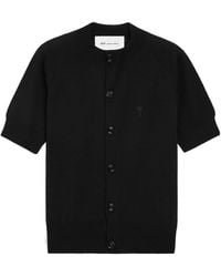 Ami Paris - Wool Short Sleeves Ami De Coeur Cardigan - Lyst