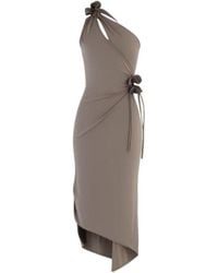 Coperni - One-Shoulder Flower Midi Gown Dress - Lyst