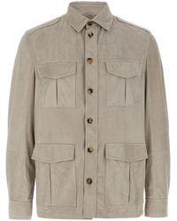 Brunello Cucinelli - Buttoned Leather Shirt Jacket - Lyst