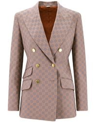 Gucci - Gg Jacquard Double-Breasted Blazer - Lyst