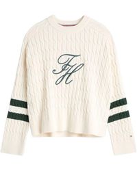 Tommy Hilfiger - Cable-Knit Logo-Embroidered Sweater - Lyst