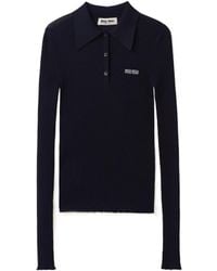 Miu Miu - Cashmere And Silk Knit Polo Shirt - Lyst