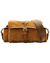 Prada - Explore Medium Suede Shoulder Bag With Flap - Lyst