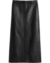 TOTEME - Grained-Leather Straight Maxi Skirt - Lyst