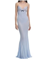 Self-Portrait - Lace-Trim Maxi Georgette Dress - Lyst