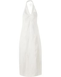 SIR. - Alessandra Twist-Front Embroidered Linen Halterneck Midi Dress - Lyst
