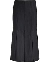 Ganni - Ss Stripe Suiting Midi Skirt - Lyst