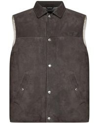 Brunello Cucinelli - Down Leather Gilet - Lyst