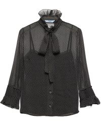 Prada - Polka-Dot Silk Chiffon Shirt - Lyst
