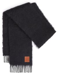 Loewe - Logo Patch Fringed Scarf - Lyst