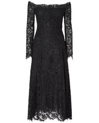 Fendi - Off-The-Shoulder Bustier Lace Midi Dress - Lyst