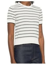 A.P.C. - Logo-Detail Striped-Pattern T-Shirt - Lyst