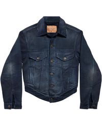 Balenciaga - Curved Waistband Denim Jacket - Lyst
