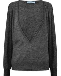 Prada - V-Neck Jumper - Lyst