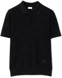 Burberry - Checked Ribbed-Knit Polo Shirt - Lyst