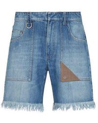 Fendi - Logo-Patch Denim Shorts - Lyst
