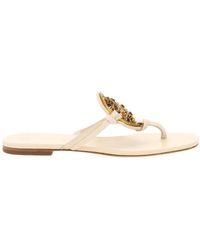 Tory Burch - Logo-Plaque Flat Sandals - Lyst