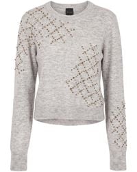 Pinko - Crystal-Embellished Wool Sweater - Lyst