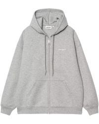 Carhartt - Logo Embroidered Zip-Up Drawstring Hoodie - Lyst