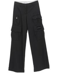 Off-White c/o Virgil Abloh - Logo Detailed Wide Leg Trousers - Lyst