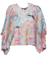 Ermanno Scervino - Lace-Trim Floral-Print Blouse - Lyst