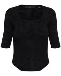 AllSaints - Square Neck Rib Knit Top - Lyst