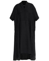 Balenciaga - Logo-Plaque Short-Sleeve Midi Dress - Lyst