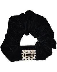 Roger Vivier - Buckle Embellished Velvet Scrunchie - Lyst