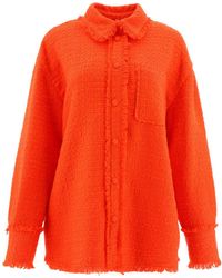 MSGM - Button-Up Tweed Knit Overshirt - Lyst