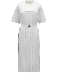 Moncler - Logo-Patch Belted Midi Dress - Lyst
