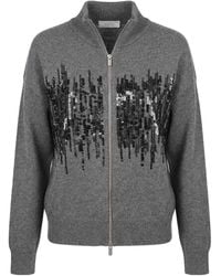 Peserico - Sequin-Embellished Zip-Up Knit Jacket - Lyst