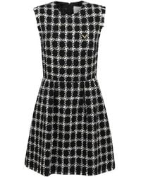 Valentino - Tweed Checkered Sleeveless Dress - Lyst