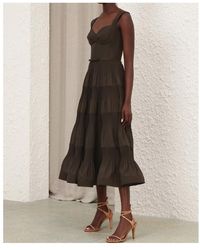 zimmermann everley draped bow midi dress ZIMMERMANN'S Everley Draped Bow Midi Dress is such a stunner!!!. A cotton midi dress featuring a fitted bustier with bow detailing, gathers into the front neckline and waist and a shirred back