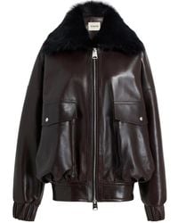 KHAITE - Daemon Oversized Leather Jacket With Shearling Collar - Lyst
