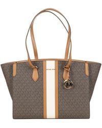 Michael Kors - Michael Becca Large Striped Signature Logo Tote Bag - Lyst