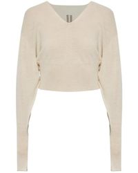 Rick Owens - Cropped V-Neck Knitted Jumper - Lyst