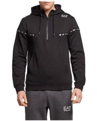 EA7 - Semi-Zipper Design Logo Hooded Sweater - Lyst