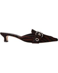 Aeyde - Zebra-Print Pony Hair Mules - Lyst