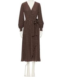 Valentino - Polka-Dot Tie-Waist Midi Dress - Lyst
