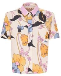 Marni - Floral Print Short-Sleeve Shirt - Lyst