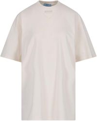 Prada - Logo Triangle Crewneck T-Shirt - Lyst