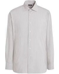 ZEGNA - And Striped Silk And Cotton Blend Shirt - Lyst